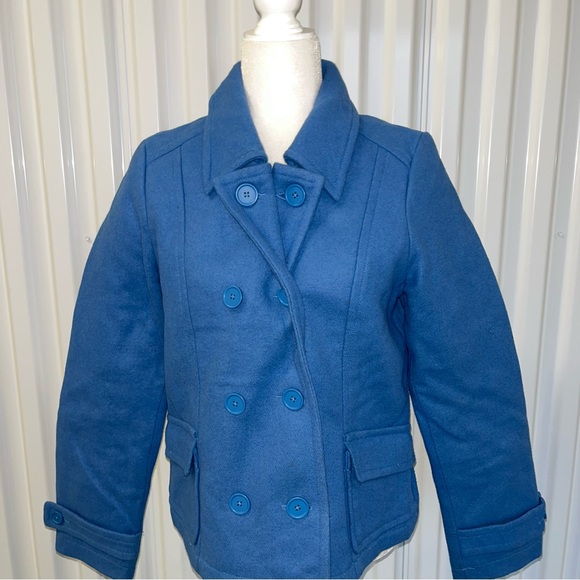 Old Navy Double Breasted Wool Blend Blue Pea Coat Small - Picture 3 of 8